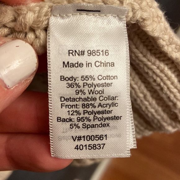 Cold water creek zipper cardigan with removable faux fur collar - Picture 7 of 13